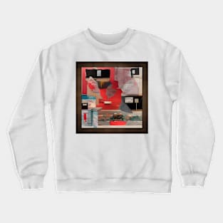 Abstract Collage in Red and Black Crewneck Sweatshirt